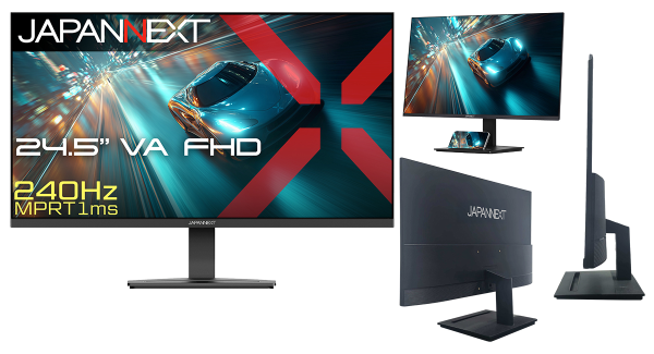 JAPANNEXTが24.5インチ VAパネル搭載 240Hz/1msに対応したフルHDゲーミングモニターを20,980円で4月9日(木)に発売