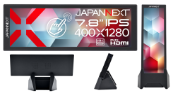JAPANNEXTが7.8インチ IPSタッチパネル搭載 解像度400×1280に対応した縦長の小型モバイルモニターを16,980円で4月9日(木)に発売