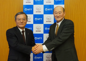 NTT　島田明社長（左）と医学書院　金原俊社長（右）