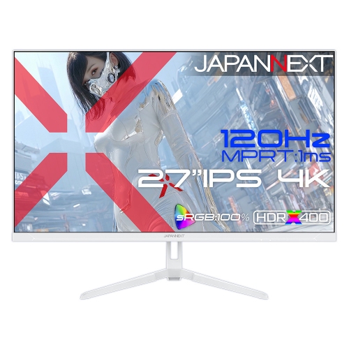 JAPANNEXTが27インチ IPSパネル搭載 120Hz対応の4Kゲーミングモニター(ホワイト)をECサイト限定 36,980円で4月16日(木)に発売