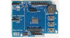 マイクロファン、UNO R3/R4をTRYGEAR化するシールド「UNO-TRYGEAR-STACK」発売!既存の指導書を継承でき基本入出力の装備で演習を効率化