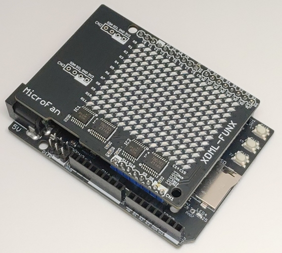 マイクロファン、TRYGEARにドットマトリックスLEDを追加するシールド「XDML-FUNX」発売!ダイナミック点灯処理や割り込み処理を学ぶのに最適