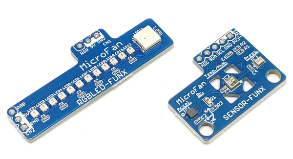 マイクロファン、教育用マイコン「TRYGEAR」用、カラーLEDモジュール「RGBLED-FUNX」、多機能センサーモジュール「SENSOR-FUNX」を発売！