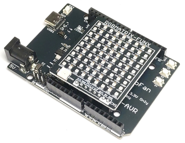 マイクロファン、教育用マイコン「TRYGEAR」用、9x9ドットカラーLEDマトリックス「RGBMATRIX-FUNX」を発売！「情報I」情報デザイン演習に最適