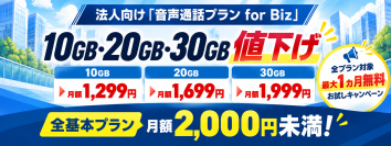 HISモバイル、法人向け「音声通話プラン for Biz」を10月より値下げ！